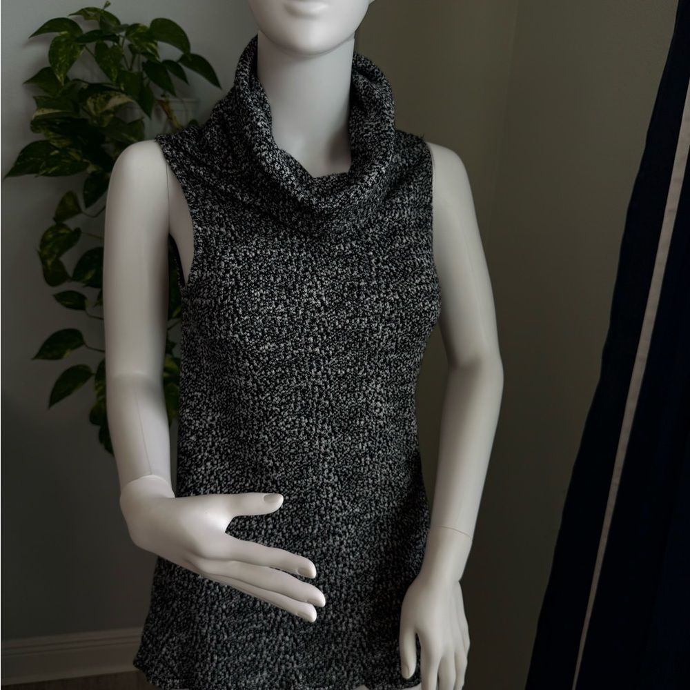 Dolan Black Cowl Neck Sweater with Marled Texture